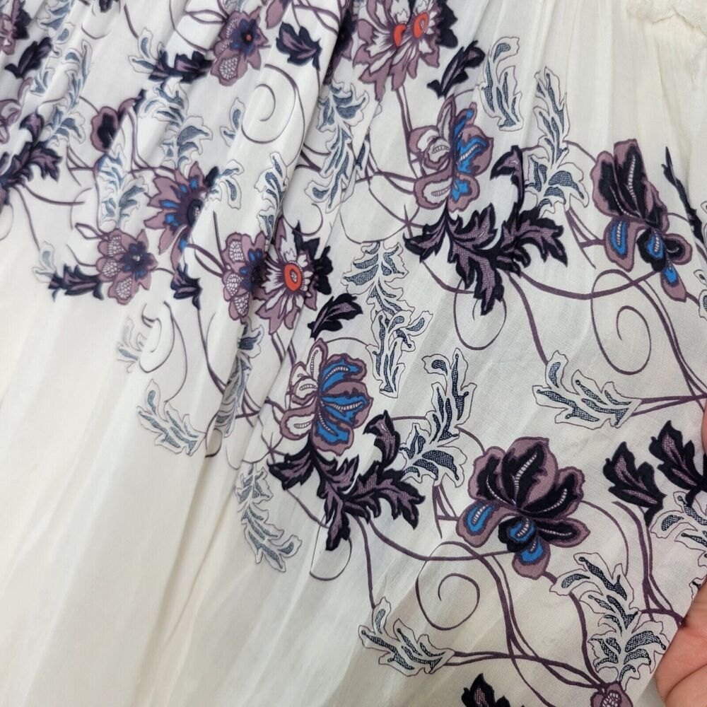 Free People Babydoll Maxi Dress SIZE S Cream Combo Floral Slip Maxi Dress Sheer - Picture 9 of 16